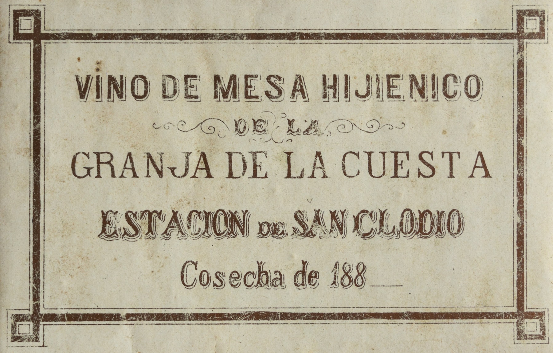 Etiqueta original Vino hijienico de mesa Pazo de La Cuesta