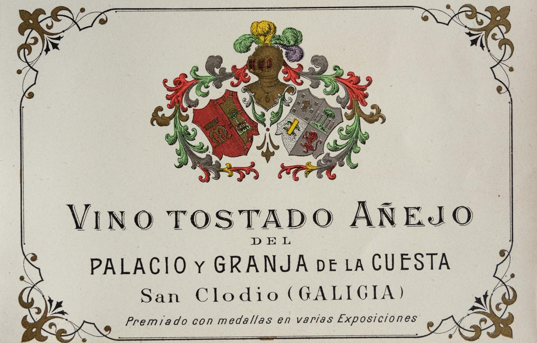 Etiqueta original Vino Tostado Añejo Pazo de La Cuesta